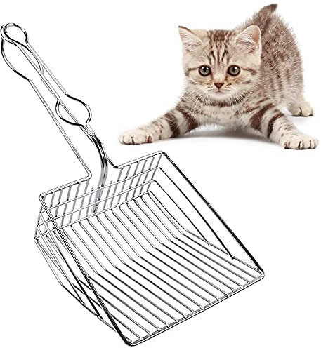 DFGF Paletta per Lettiera per Gatti, Paletta per Lettiera Grande, Domestici Setaccio per Lettiera, Paletta in Metallo Resistente per Animali Domestici, per Animali Domestici, Gatti E Cani (Argento)