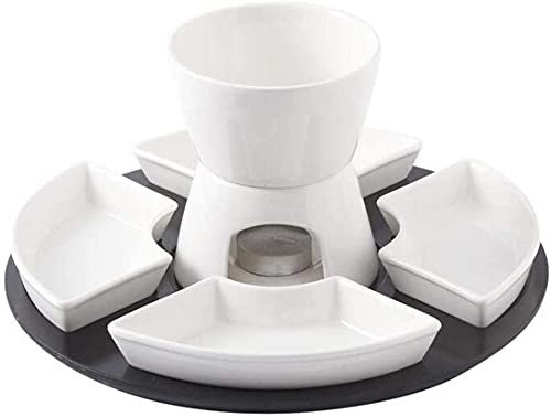 Weißes Keramik-Schokoladen-Fondue-Set Einfaches Käsefondue-EIS Fruchtfeuerkessel Mit Chassis Fondue-Set Mit Schmelztiegel Für Käse
