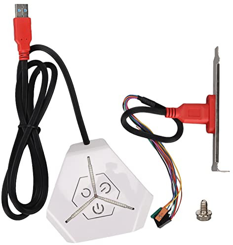 Bouton D'alimentation Externe pour PC, Bouton de Commutation de Réinitialisation du Boîtier de L'ordinateur de Bureau avec Deux Ports USB, Fente D'extension PCI pour la Maison, le Bureau, les Cybercaf