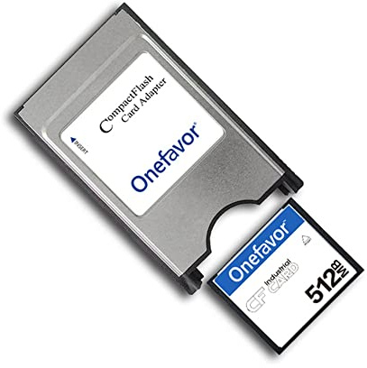 Onefavor Adaptateur Compact Flash vers PCMCIA ATA - Adaptateur CF vers PC pour carte CF 2 (comprend une carte mémoire CF 512 Mo)