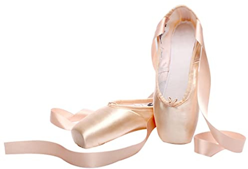 ZhuiKun Ballett Spitzenschuhe Satin Canvas Professionelle Tanzschuhe mit Aufgenähten Bändern für Damen Mädchen