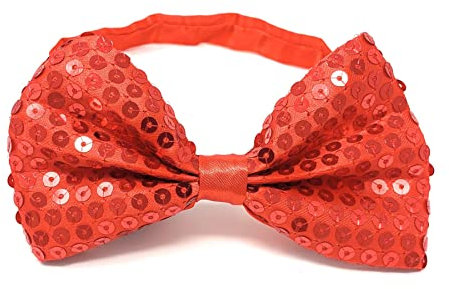 Cadoline Rote Herren-Fliege aus Polyester mit Pailletten, 19 x 6 cm