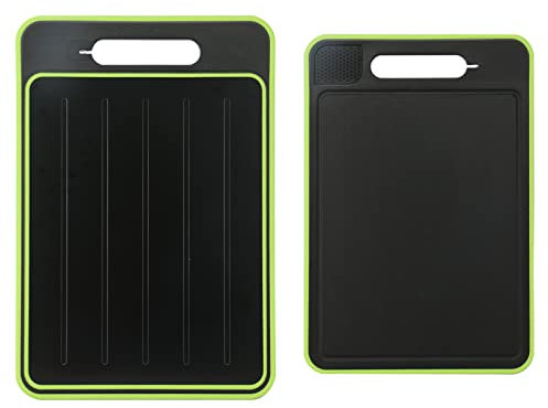 Auftauplatten Schneidebrett mit Auftau-Funktion, 3x Schneller Auftauen Frost Away 4-in-1 Küchen Gadget mit Integriertem Messerschärfer und Gewürzreibe Auftauschale Defrost Tray