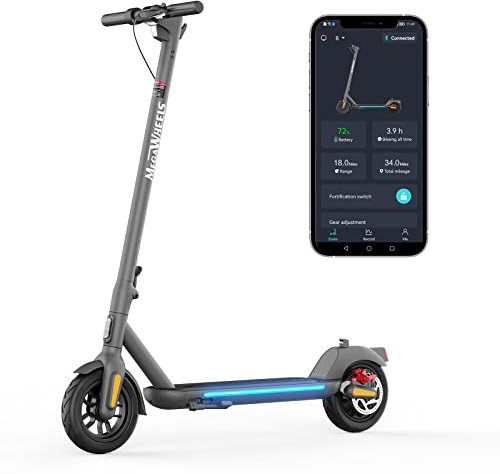 M MEGAWHEELS Trottinette Électrique Adulte, Autonomie 30-35KM, Vitesse Maximale 25KM/H, 9 Pneus, Moteur 350 W, Charge maximale 120KG, APP Contrôle, Pliable et Portable