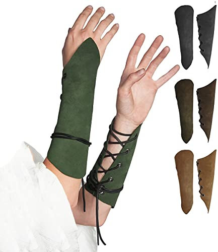 BPURB Wikinger Armschienen Mittelalter Renaissance Kunstleder Arm Rüstung Ritter Bracer LARP Halloween Cosplay Kostüm (Grün)