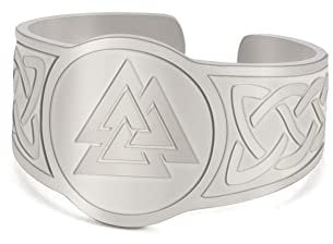 Amaxer Wikinger Ring für Männer nordisches nordisches Odin Symbol Valknut Triskele Triskelion Edelstahl offen verstellbar Statement Band Ring für Männer Frauen (Valknut)