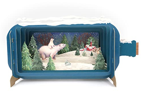Message In A Bottle Polar Bears In The Snow Pop Up Christmas Card By Alljoy Card XMIB063