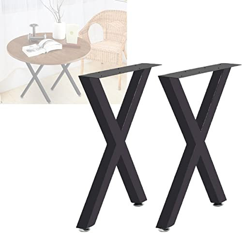 DJZZ 2X Tischkufen Tischgestell 50cm x70 cm Tischbeine x-förmiges pulverbeschichtete Stahl DIY Schmiedeeiserne Tischbeine Esstisch Schreibtisch Couchtisch Wohnzimmertisch