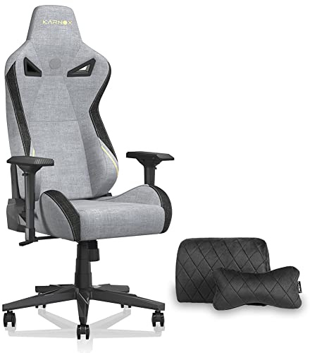 KARNOX Legend TR Gaming-Stuhl, ergonomischer Gaming-Stühle, Racing-PC-Stuhl, hohe Rückenlehne, Chefsessel mit Kopfstütze und Lendenwirbelstütze, 360 Grad drehbar, Computerstuhl, Hellgrau