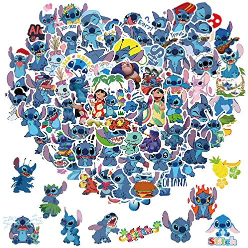100Pcs Stitch Sticker, Lilo&Stitch Stickers for Kids, Stitch Cartoon Decal Gifts for Teen Adult, Waterproof Vinyl Stitch Stickers Pack for Water Bottle, Laptop