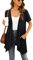 Yommay Plus Size Strickjacken für Damen Elegant Solide Kurzen Ärmel Strickjacke Casual Sommer Leichter Lockere Cardigan mit Taschen,Schwarz,XXX-Large