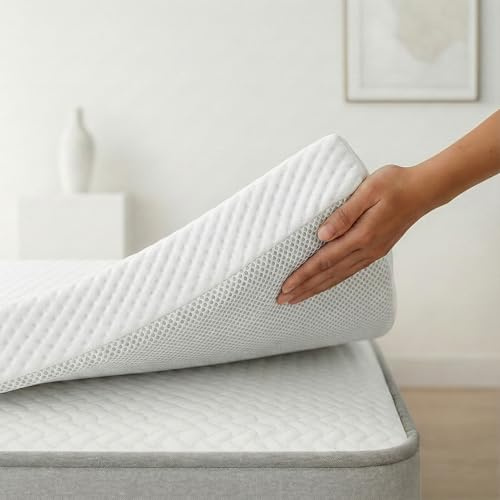 Matratzen Topper 105x180 cm | Höhe 6CM H2&H3 | Abnehmbarer und waschbarer Überzug | Linderung von Muskelverspannungen | Wendebar | Matratzenauflage 100% viskoelastisch | Matratzentopper 105x180