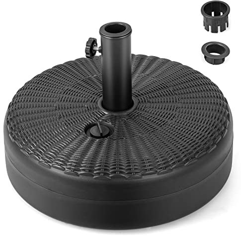 COSTWAY Soporte Sombrilla Terraza Exterior Apto 38mm 48 mm, Base para Sombrilla Rellenable de Arena 30 kg y Agua 15,5L, HDPE, Metal, Ø 45 x 30 cm, Pie Sombrilla Jardin Terraza