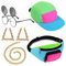 Cindeer 5 Stück 80er 90er Kostüm Accessoires Neon Gürteltasche Kappe Sonnenbrille Golden Kette Ohrringe (Süße Farbe)