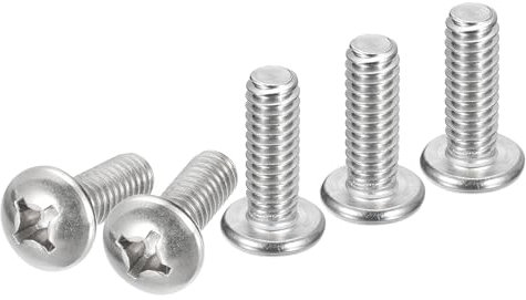 DTGN 1/4-20x3/4 Viti a Testa Cilindrica, 25pz in Acciaio Inossidabile 304, Attacco Phillips, Filettatura UNC Completa, Finitura Lucida, Kit di Viti Bulloni