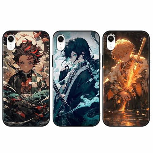 LYUBFDC 3 Stück Handyhülle für iPhone XR Hülle 6.1 Zoll, Anime Kamado Tanjirou Zenitsu Muichirou Manga Muster Design Case Cartoons Schutzhülle TPU Silikon Charmant für Jungen Frau