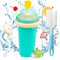 DAZZTIME Slushy Cup,Slush Ice Maker,Homemade Smoothie Cup,Smoothie Pinch Ice Cup,Frozen Drink Cup,With 2 en 1 Straw and Spoon Goupillon,DIY Homemade Smoothie Cups for Kids and Family