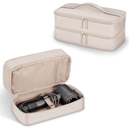 SITHON Reise Tasche für Dyson Supersonic Haartrockner, Doppellagige Tragetasche für Dyson Airwrap Styler und Corrale Haarglätter für Ionen Föhn AC Motor 1800W Haartrockner (NUR Tasche), Champagner