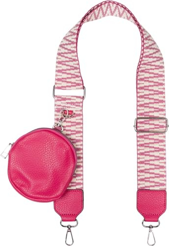 styleBREAKER Taschen Schultergurt Zick-Zack Börse | 5 cm breiter Wechselriemen aus Stoff, stufenlos 85 bis 130 cm anpassbar, silberne Karabinerhaken, rundes 12 cm Zipper-Fach.