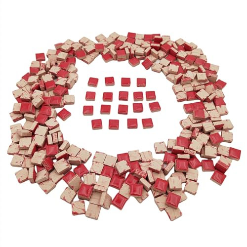 500 g quadratische Keramik-Mosaikfliesen zum Basteln, 1,2 x 1,2 cm, Porzellan-Mosaikfliesen, quadratische Mosaikstücke für DIY-Mosaikprojekte, Heimdekoration (rot)