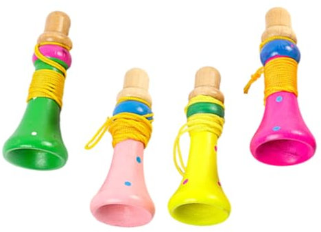 CORHAD 4 Stück Aus Holz Kleines Horn Kreatives Trompetenspielzeug Lernspielzeug Exquisite Gefälschte Trompete Party Trompetenspielzeug Kleinkinder Instrumentenspielzeug Tragbares