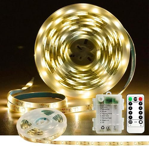 Sunshine smile Bande LED à piles,Ruban Led,Led Chambre,LED Strip Streifen,Bande lumineuse LED à piles,peut être coupée pour rétroéclairage TV, chambre à coucher, armoire, décoration de fête