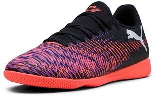 Puma, Men's, Future 8 Play Indoor Trainer Soccer Shoes, Puma Black-Puma White-Glowing Red, 10