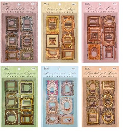 KHDULQ 36 Stücke Spitze Rahmen Scrapbook Papier Journaling Decoupage Vintage Spitze Rahmen Hohle Geprägt Foto Material,Viele Muster Hintergrund Mini Fotorahmen Lace Stickers Vintage