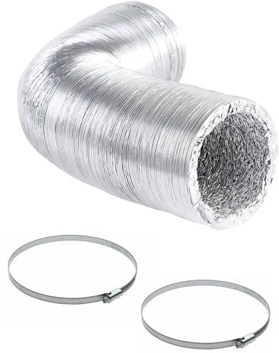 Flexible Aluminium Ducting 150mm 6 inch Diameter 3 Metre Length with 2 Clamps Air Ducting Hose for Cooker Hood, Extractor Fan, Tumble Dryer, Hydroponics Grow