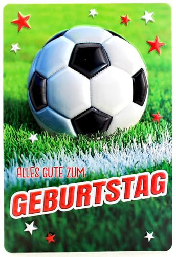 lustige Geburtstagskarte mit Umschlag, B6 Format, Glückwunschkarte für besondere Anlässe - Klappkarte Geburtstagsgrüße Grußkarte 3D Design (Fußball)