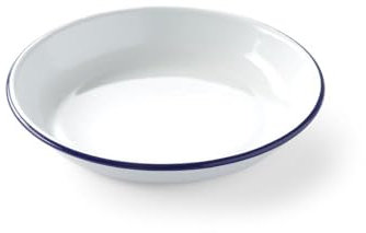 12 piatti in smalto profondo, bianco, blu, Ø 22 cm