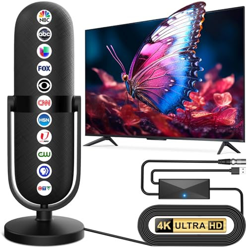 2025 TV Antenna,Digital Antenna 1900+ Miles Range,Antenna for Smart TV with 360° Reception Amplifier Signal Booster,HD Antennas for Local Channels Support 8K 4K 1080p-TV Antenna Indoor 25ft Coax Cable