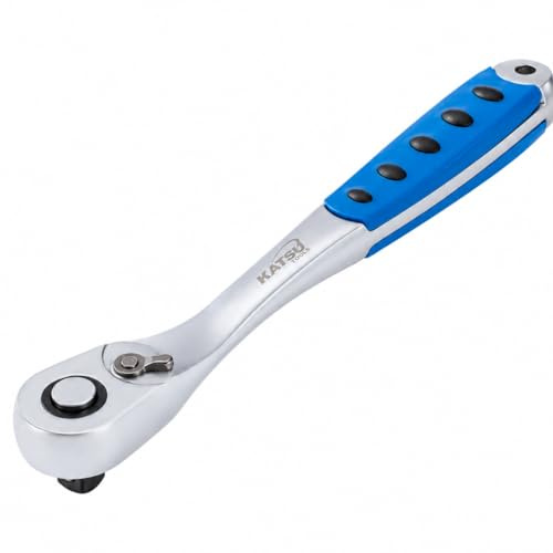 KATSU Tools Chiave a Cricchetto Reversibile 1/2, 90 Denti, Rilascio Rapido, Impugnatura Ergonomica, Acciaio CR-V, Lunghezza 260mm 423909