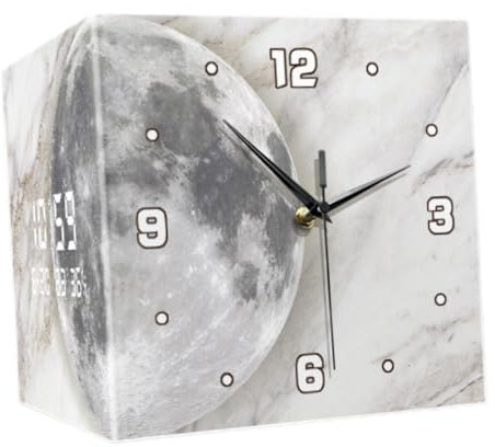 Fenteer Acryl -Mondlandschaft Eckuhr doppelseitige stille Bewegung Punch für Flur, Bar Creative Stylish vielseitig, 26x26x26cm