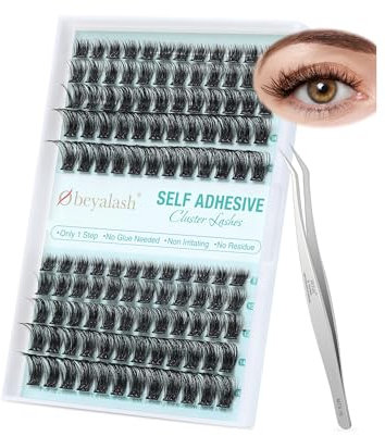 Obeyalash Pré Collés Extension Cils Sans Colle Kit Faux Cils Individuel avec Pince à Cils 120pièces Clusters Cils Mixte 8-16mm D Curl Volume Soie Cils (Y24)