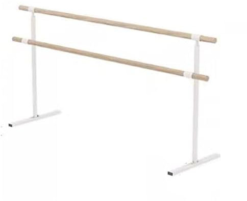 KUANGGE Ballettstange aus Holz, freistehende Ballettstange, tragbare Tanzstange, bodenstehender Ballettstock für Gymnastikübungen für Erwachsene und Kinder (weiß, doppelt, 150 cm)
