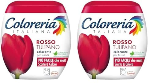 Coloreria Italiana Grey Colorante Tessuti e Vestiti in Lavatrice, Rosso Tulipano, 1 Confezione (Confezione da 2)