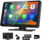 TOUTBIEN Autoradio 9 Écran Tactile, CarPlay & Android Auto sans Fil, Bluetooth 5.0, 4K Dashcam, Navigation GPS, Mirror Link, Appels Mains Libres, Siri et G-oogle Assistant, FM, AUX, Carte TF 64Go