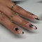 Medium Almond False Nails - 24pcs French Style Stick on Nails - Stars & Rhinestone Design Press on Nails - Reusable Glossy Full Cover Fake Nail with Glue in 12sizes for Women Girls