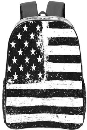 GSGCSBYMLG Zaino trasparente con stampa bandiera americana bianca e nera Zaino per laptop Casual Daypack, Trasparente, Taglia unica