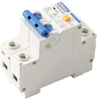 CaFfen Disjoncteur Disjoncteur différentiel Bipolaire 16 A, 20 A, 32 A, 63 A, 2P, 220 V, Rail DIN, avec Protection Contre Les surintensités et Les Courts-Circuits Disjoncteurs(20A)