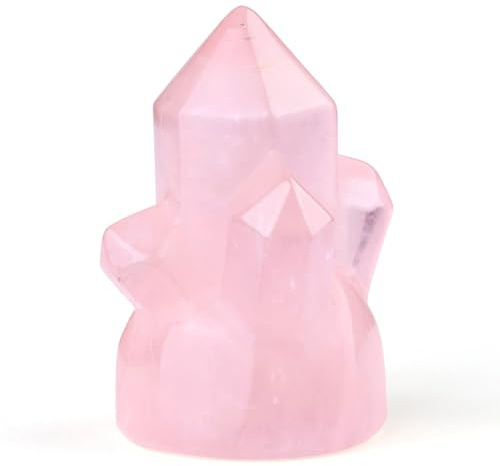 CrystalTears Rose Quartz Crystal Healing Stones Wand for Meditation Witchcraft Decor, 1.6” Pink Hexagonal Points Crystals Tower Ornament, Spiritual Crystal Gifts for Women Men Christmas