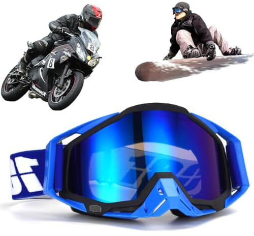 Motocross Brille, Winddichte Staubdichte Motocross-Brille, SkiBrille, Dirt Bike Crossbrille, Anti Fog UV Skibrille, Off Road Racing Fahrbrille, für Radfahren, Langlaufrennen, ATV, UTV (Schwarz 16)