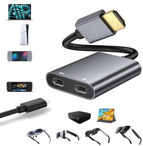VBESTLIFE HDMI to USB C Adapter, 4K@60Hz Portable Monitor, AR Glasses HDMI Male Source to USB C Female Display Laptop, Game Consoles