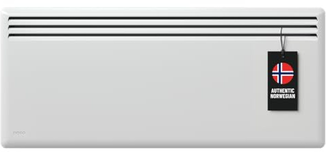 Elektrischer Konvektor Heizkörper Nobø NFK4N - 1250W, Weiß, Smart-Thermostat mit Timer (NCU-2Te), Wandmontage, Energiesparende Elektroheizung, IP24 spritzwassergeschützt, Frostschutz, Wochenprogramme