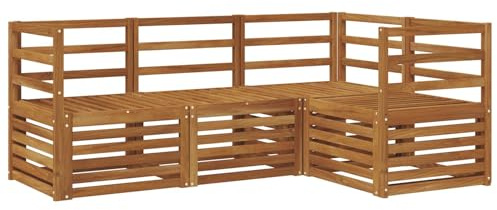 vidaXL Sofagarnituren 4 pcs Natur Massivholz Akazie, Outdoor Sofa, modernes Möbel, robuster Terrassen-Lounge, Garten, Sitzgelegenheit für Wohnzimmer-Set