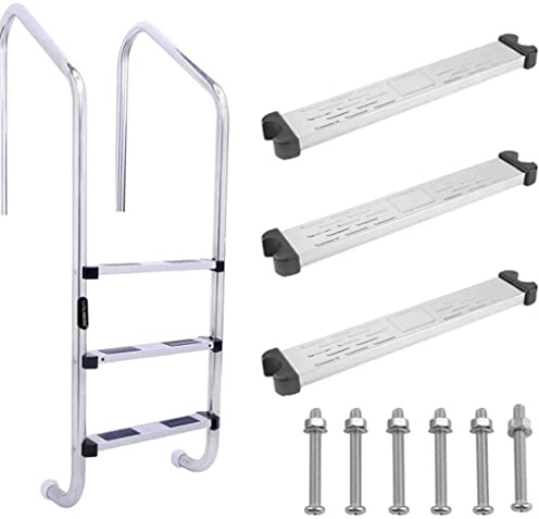 Scaletta per barche in acciaio inox, 3 gradini, antiscivolo, per piscine e yacht