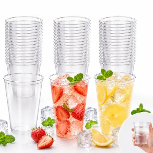 60 Stück Plastikbecher 100ml Wiederverwendbar, Transparente Kunststoffbecher, Stabile Partybecher, Kleine Trinkbecher Plastik für Geburtstag, Hochzeit, Sektempfang, Picknick, Cocktails (60pcs-100ml)
