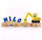 Kindergarderobe - Kleiderhaken Kinder - Holz mit Name (Bagger)