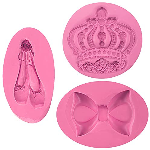 Rose Crown Ribbon Bow e scarpette stampo in silicone per pasta di zucchero per torte, cupcake topper